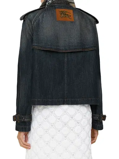 Burberry Women's Mayfair Denim Crop Trench Jacket - Mid Blue - Size 14 | Thumbnail 3 Burberry Women's Mayfair Denim Crop Trench Jacket - Mid Blue - Size 14 | Thumbnail 3