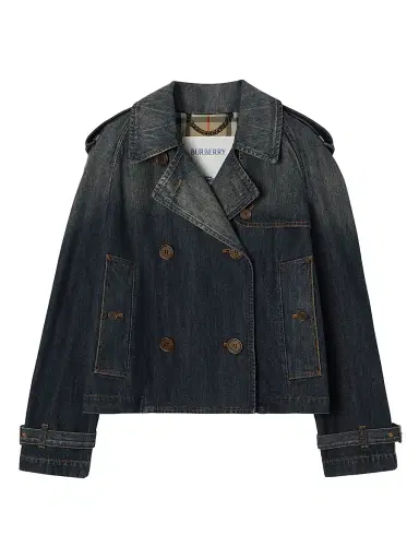 Burberry Women's Mayfair Denim Crop Trench Jacket - Mid Blue - Size 14 | Thumbnail 1 Burberry Women's Mayfair Denim Crop Trench Jacket - Mid Blue - Size 14 | Thumbnail 1