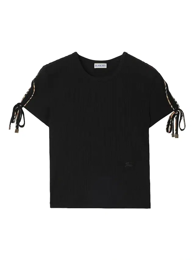 Women's Taisie Tie-Sleeve Crop Cotton T-Shirt - Black