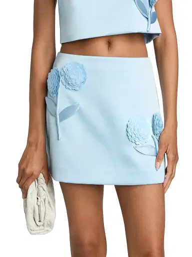 Self-Portrait Women's Sequin Flower Satin Miniskirt | Thumbnail 3 Self-Portrait Women's Sequin Flower Satin Miniskirt | Thumbnail 3