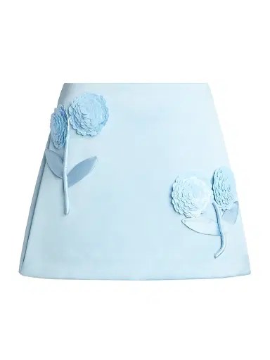 Self-Portrait Women's Sequin Flower Satin Miniskirt | Thumbnail 1 Self-Portrait Women's Sequin Flower Satin Miniskirt | Thumbnail 1