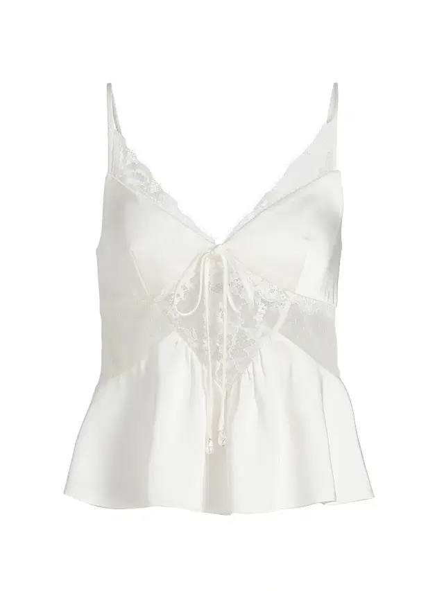 Women's Sheer Laced Satin Top - White