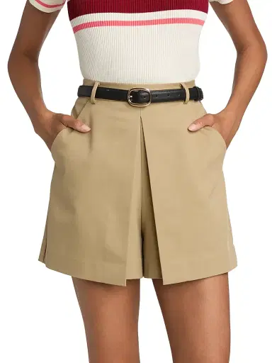 Self-Portrait Women's Gaberdine Belted Skort | Thumbnail 3 Self-Portrait Women's Gaberdine Belted Skort | Thumbnail 3