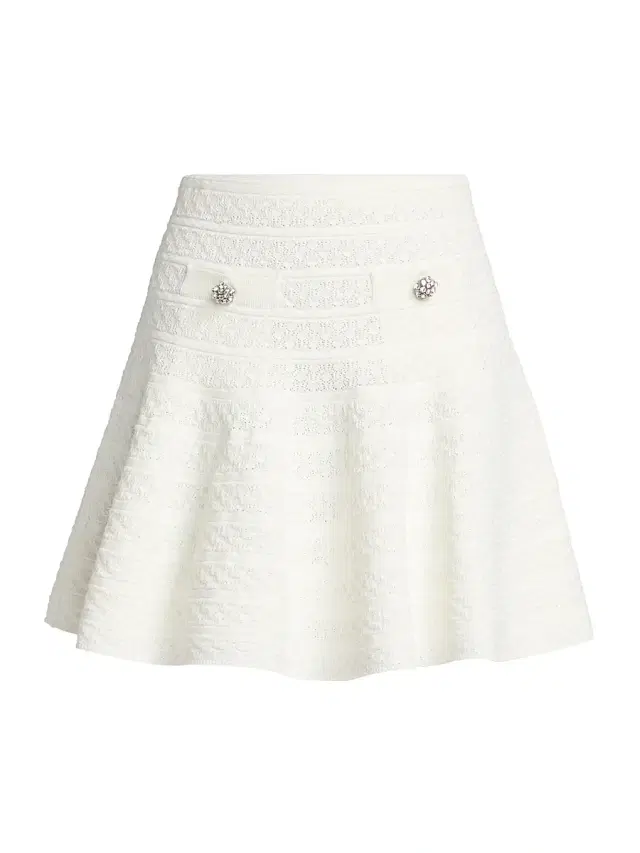 Women's Pointelle-Knit Skater Miniskirt - White
