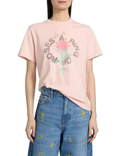 Ganni Women's Jersey Logo Oversized T-Shirt - Peach - Size XL | Thumbnail 3 Ganni Women's Jersey Logo Oversized T-Shirt - Peach - Size XL | Thumbnail 3