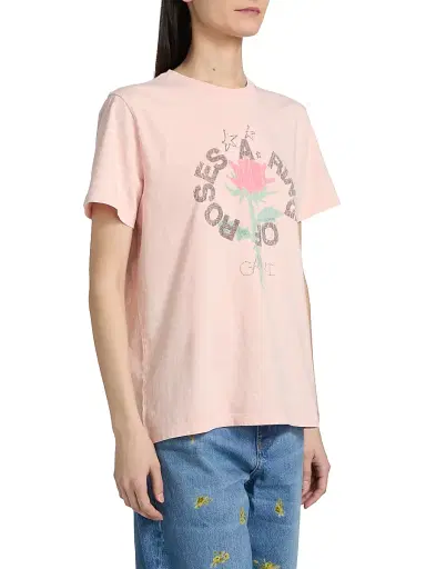 Ganni Women's Jersey Logo Oversized T-Shirt - Peach - Size XL | Thumbnail 4 Ganni Women's Jersey Logo Oversized T-Shirt - Peach - Size XL | Thumbnail 4