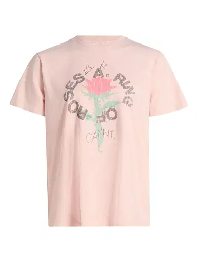 Ganni Women's Jersey Logo Oversized T-Shirt - Peach - Size XL | Thumbnail 1 Ganni Women's Jersey Logo Oversized T-Shirt - Peach - Size XL | Thumbnail 1