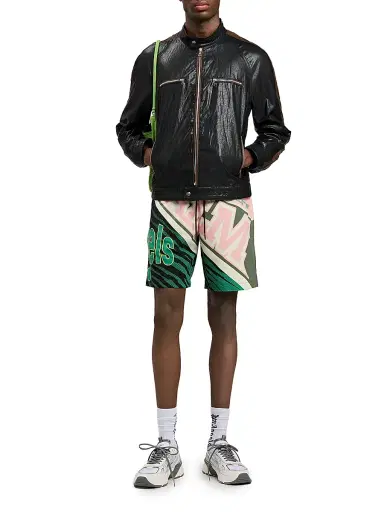 Palm Angels Men's Racing Drawstring Swim Shorts - Pink Green | Thumbnail 2