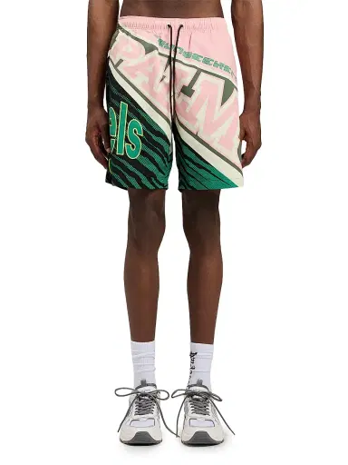 Palm Angels Men's Racing Drawstring Swim Shorts - Pink Green | Thumbnail 3