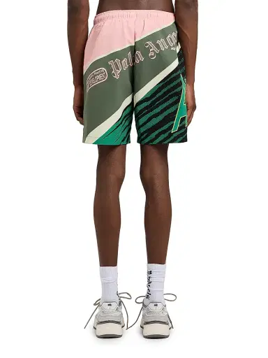 Palm Angels Men's Racing Drawstring Swim Shorts - Pink Green | Thumbnail 5