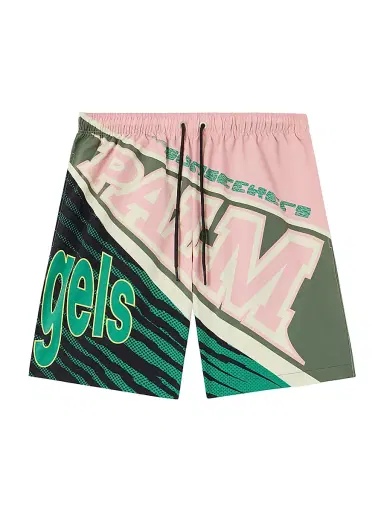 Palm Angels Men's Racing Drawstring Swim Shorts - Pink Green | Thumbnail 1