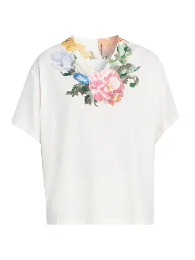 Maison Margiela Women's Floral Cotton V-Neck T-Shirt - Off White - Size XS | Thumbnail 1