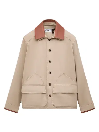 Loewe Men's x Paula's Ibiza Leather-Collar Canvas Barn Jacket - Sand | Thumbnail 1