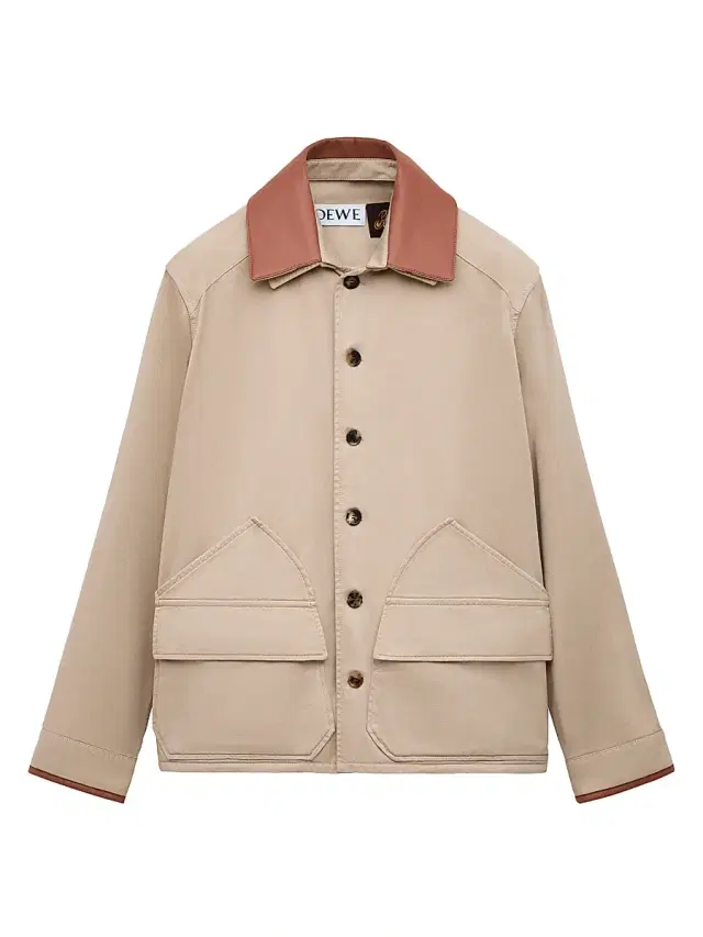 LOEWE Men's  x Paula's Ibiza Leather-Collar Canvas Barn Jacket - Sand