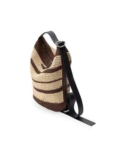 Loewe Men's x Paula's Ibiza Medium Loop Raffia Bucket Bag - Chocolate Natural | Thumbnail 2 Loewe Men's x Paula's Ibiza Medium Loop Raffia Bucket Bag - Chocolate Natural | Thumbnail 2