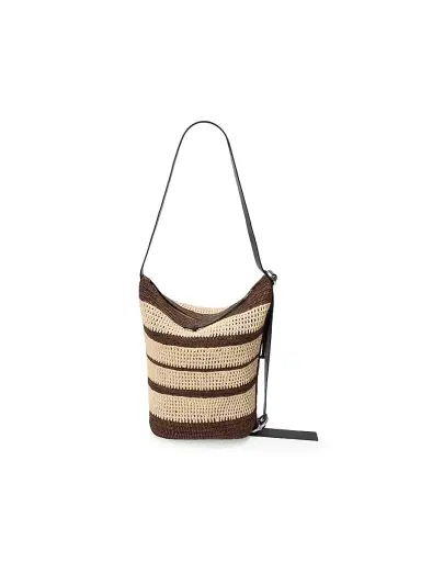 Loewe Men's x Paula's Ibiza Medium Loop Raffia Bucket Bag - Chocolate Natural | Thumbnail 3 Loewe Men's x Paula's Ibiza Medium Loop Raffia Bucket Bag - Chocolate Natural | Thumbnail 3