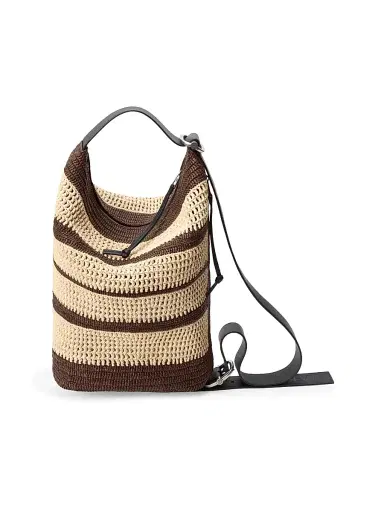 Loewe Men's x Paula's Ibiza Medium Loop Raffia Bucket Bag - Chocolate Natural | Thumbnail 1 Loewe Men's x Paula's Ibiza Medium Loop Raffia Bucket Bag - Chocolate Natural | Thumbnail 1