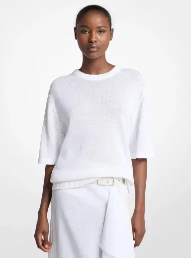 Michael Kors Collection Linen and Cotton T-Shirt | Thumbnail 3 Michael Kors Collection Linen and Cotton T-Shirt | Thumbnail 3