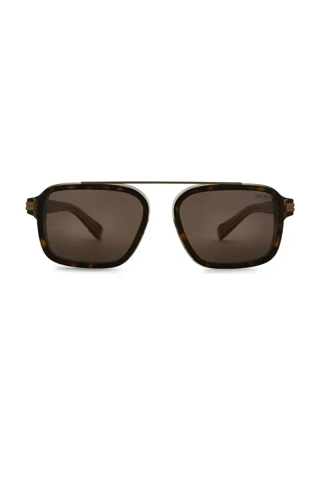 Zegna Geometric Acetate Sunglasses