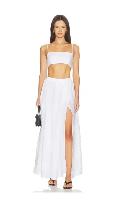 susana monaco Solid Linen Wrap Elastic Skirt | Thumbnail 5