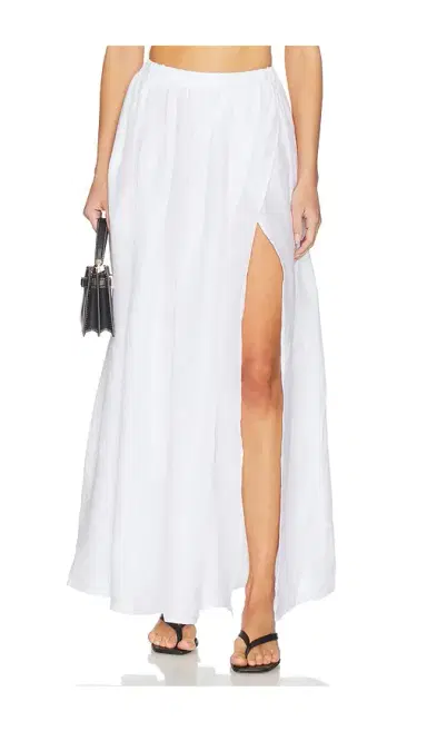 susana monaco Solid Linen Wrap Elastic Skirt | Thumbnail 1