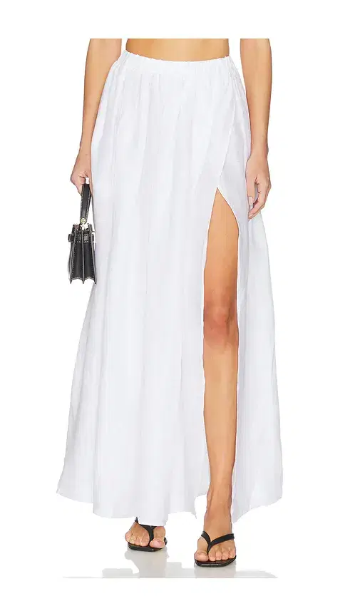 Susana Monaco Solid Linen Wrap Elastic Skirt