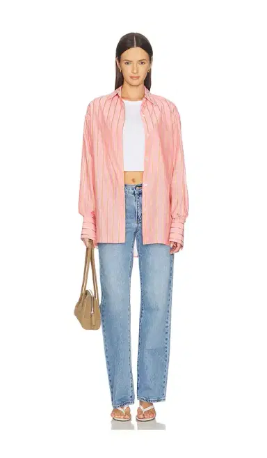 RENGGLI Stripe Boxy Long Sleeve Button Up | Thumbnail 4