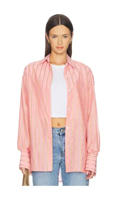 RENGGLI Stripe Boxy Long Sleeve Button Up | Thumbnail 1