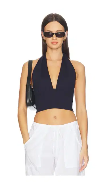 susana monaco Deep Halter Tie Top | Thumbnail 1 susana monaco Deep Halter Tie Top | Thumbnail 1