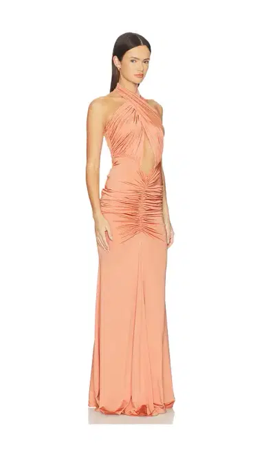 Lapointe Sleeveless Halter Ruched Gown | Thumbnail 2 Lapointe Sleeveless Halter Ruched Gown | Thumbnail 2