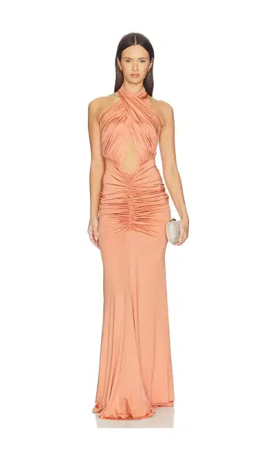 Lapointe Sleeveless Halter Ruched Gown | Thumbnail 1 Lapointe Sleeveless Halter Ruched Gown | Thumbnail 1