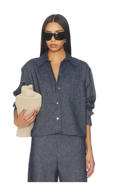 Vince Cropped Long Sleeve Shirt | Thumbnail 1 Vince Cropped Long Sleeve Shirt | Thumbnail 1