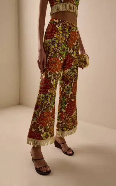 ALÉMAIS Lana Fringed Floral Linen Flared Pants | Thumbnail 3 ALÉMAIS Lana Fringed Floral Linen Flared Pants | Thumbnail 3