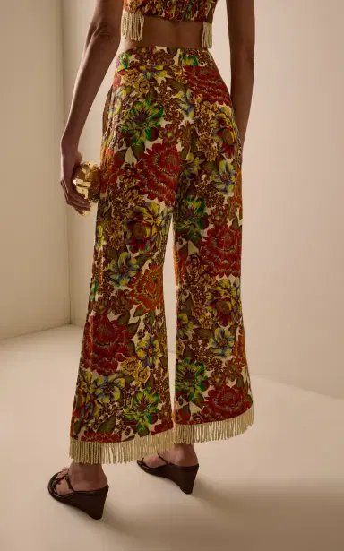ALÉMAIS Lana Fringed Floral Linen Flared Pants | Thumbnail 4 ALÉMAIS Lana Fringed Floral Linen Flared Pants | Thumbnail 4