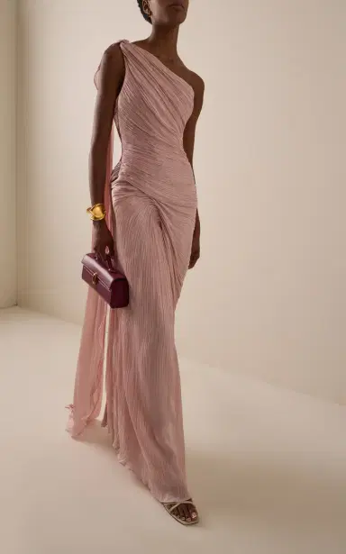 Marmar Halim Exclusive One-Shoulder Draped Hand-Pleated Silk Roseya Gown | Thumbnail 2 Marmar Halim Exclusive One-Shoulder Draped Hand-Pleated Silk Roseya Gown | Thumbnail 2