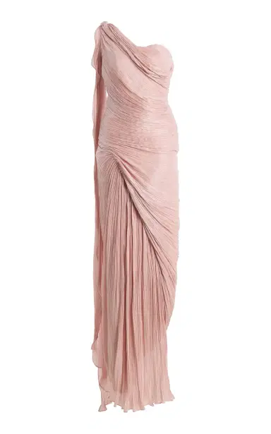 Marmar Halim Exclusive One-Shoulder Draped Hand-Pleated Silk Roseya Gown | Thumbnail 7 Marmar Halim Exclusive One-Shoulder Draped Hand-Pleated Silk Roseya Gown | Thumbnail 7