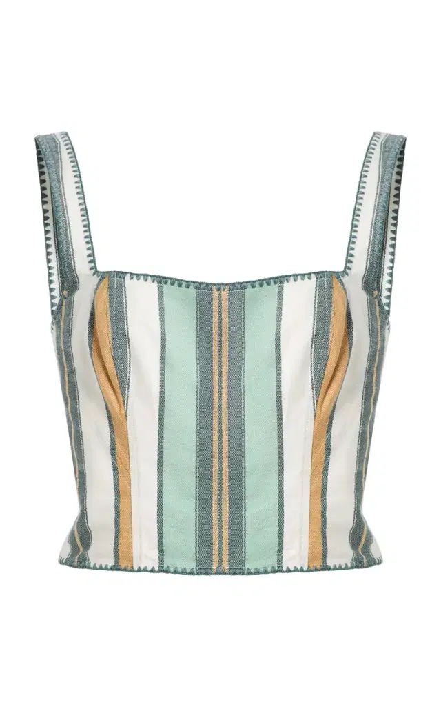 Ilio Nema Jupiter Striped Cotton-Blend Cropped Top