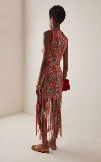 Etro Fringed Paisley Knit Maxi Dress | Thumbnail 4