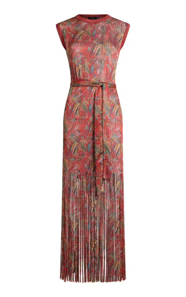 Etro Fringed Paisley Knit Maxi Dress