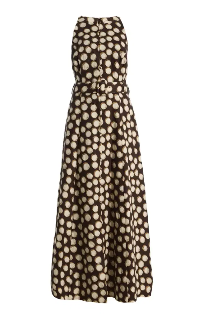 ALÉMAIS Paula Belted Printed Linen Midi Dress