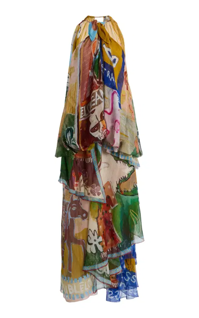 ALÉMAIS Mlak Printed Chiffon Halter Gown