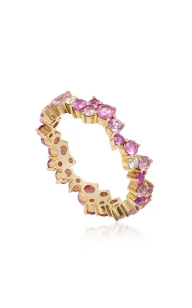 Sydney Evan Gold Diamond And Pink Sapphire Cocktail Eternity Ring | Thumbnail 3 Sydney Evan Gold Diamond And Pink Sapphire Cocktail Eternity Ring | Thumbnail 3