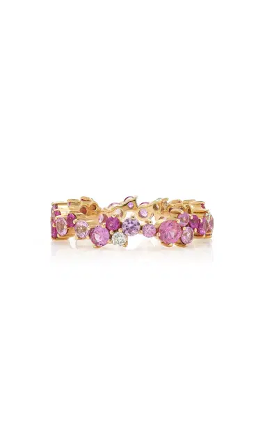 Sydney Evan Gold Diamond And Pink Sapphire Cocktail Eternity Ring | Thumbnail 4 Sydney Evan Gold Diamond And Pink Sapphire Cocktail Eternity Ring | Thumbnail 4