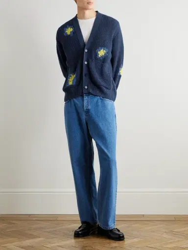Folk Embroidered Waffle-Knit Cardigan - Men | Thumbnail 2 Folk Embroidered Waffle-Knit Cardigan - Men | Thumbnail 2