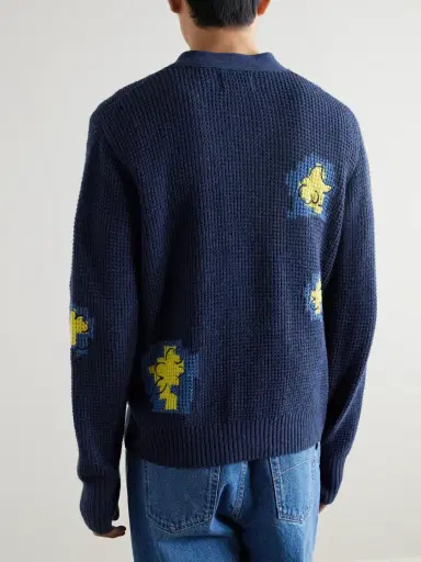Folk Embroidered Waffle-Knit Cardigan - Men | Thumbnail 3 Folk Embroidered Waffle-Knit Cardigan - Men | Thumbnail 3