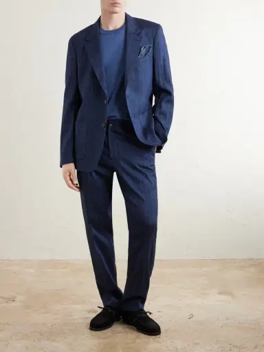 MR P. James Tapered Herringbone Linen-Blend Suit Trousers - Men | Thumbnail 2 MR P. James Tapered Herringbone Linen-Blend Suit Trousers - Men | Thumbnail 2