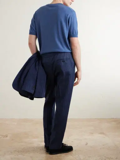 MR P. James Tapered Herringbone Linen-Blend Suit Trousers - Men | Thumbnail 4 MR P. James Tapered Herringbone Linen-Blend Suit Trousers - Men | Thumbnail 4
