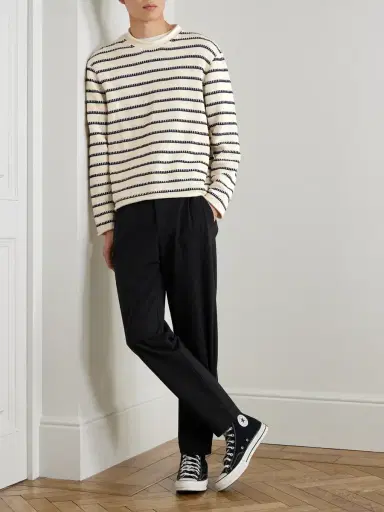 Folk Striped Cotton Sweater - Men | Thumbnail 2