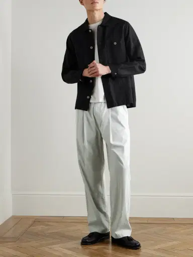 Folk Straight-Pleated Cotton-Blend Seersucker Trousers - Men | Thumbnail 2 Folk Straight-Pleated Cotton-Blend Seersucker Trousers - Men | Thumbnail 2