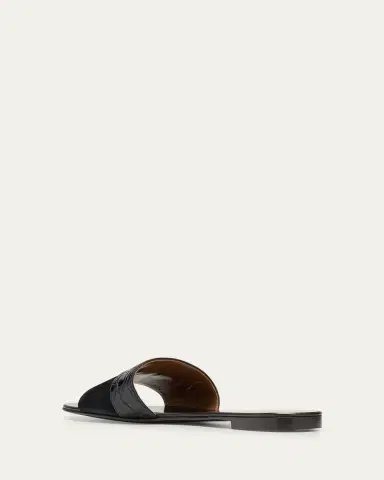 Giuseppe Zanotti Mixed Leather Flat Slide Sandals | Thumbnail 2